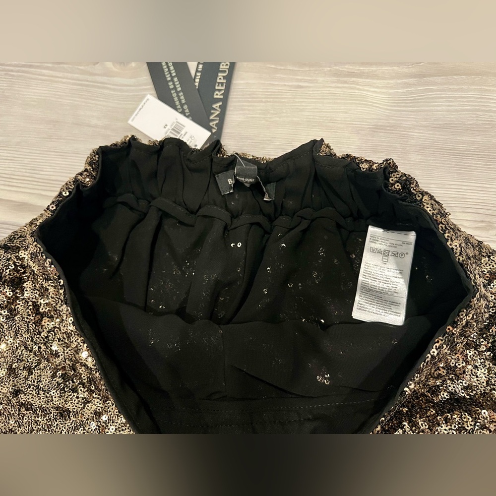 BNWT Banana Republic Women’s Black & Gold Sequin Lined Pants. XS. Holiday Party! - Picture 5 of 10